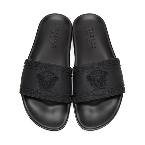 mens versace slides black and gold|Versace mules for men.